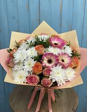 Букет цветов из:  Розы, Герберы и Хризантемы в Красном Пахаре
