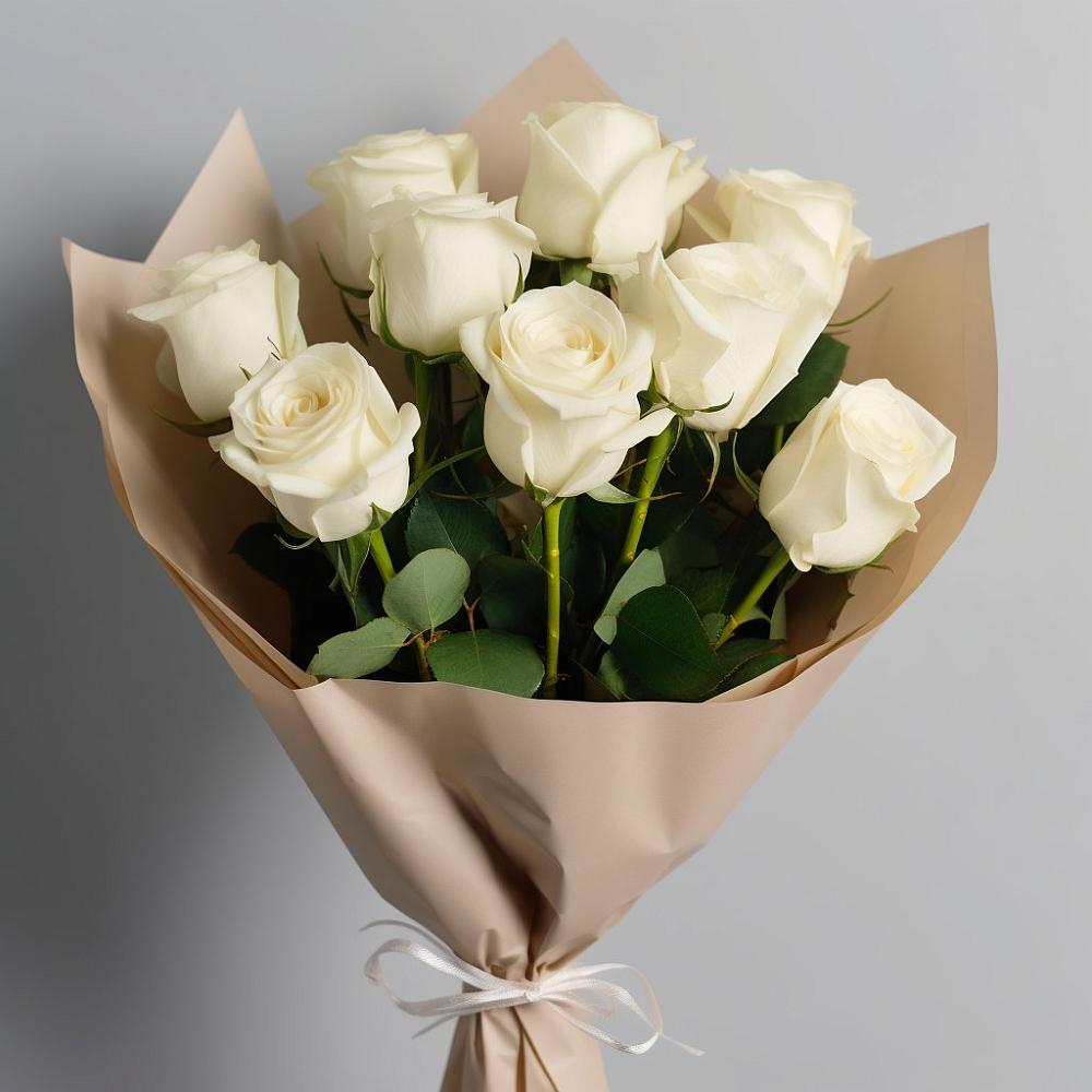 Букет 9 Белых роз Эдлесс Лав в Красном Пахаре
