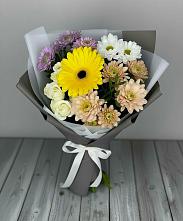 Букет цветов из:  Розы, Герберы и Хризантемы в Красном Пахаре