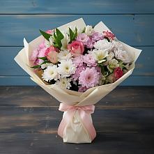 Букет цветов из:  Хризантемы, Альстромерии и Розы в Красном Пахаре