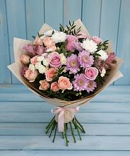 Букет цветов из:  Хризантемы, Розы и Альстромерии в Красном Пахаре