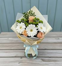Букет цветов из:  Герберы, Розы и Хризантемы в Красном Пахаре