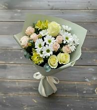 Букет цветов из:  Альстромерии, Розы и Хризантемы в Красном Пахаре